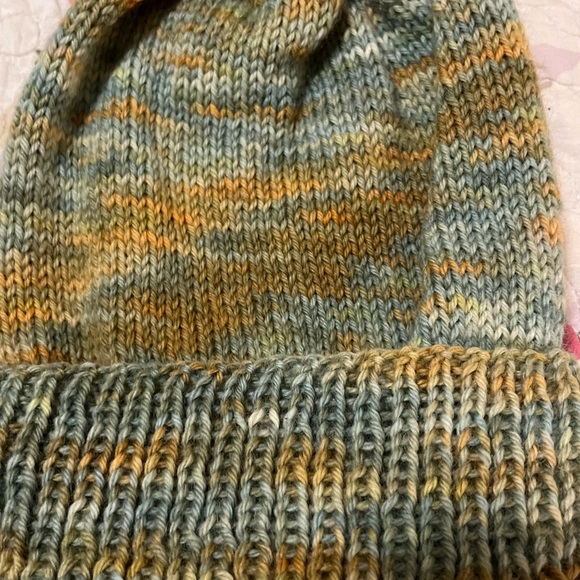 Hand Knit Basic Beanie in Hand Dyed Yarn - Picture 3 of 3